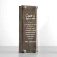Trophée Tour en Bois et Acrylique Personnalisé avec Texture, Plaque de Récompense en Lucite pour Grands Réalisations
