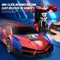 MKTOYS 1:18 Voiture Robot Transformable Télécommandée avec Lumières LED, Véhicule de Course à Dérive 2.4GHz, Transformation à un Bouton, Rechargeable, Rotation 360°