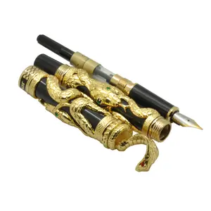 Jinhao Luxury 3D Antique Bạc Vàng Rắn Năm Kỷ Niệm Trung Bình 18KGP Nib Bút Máy Với Hộp Gốc