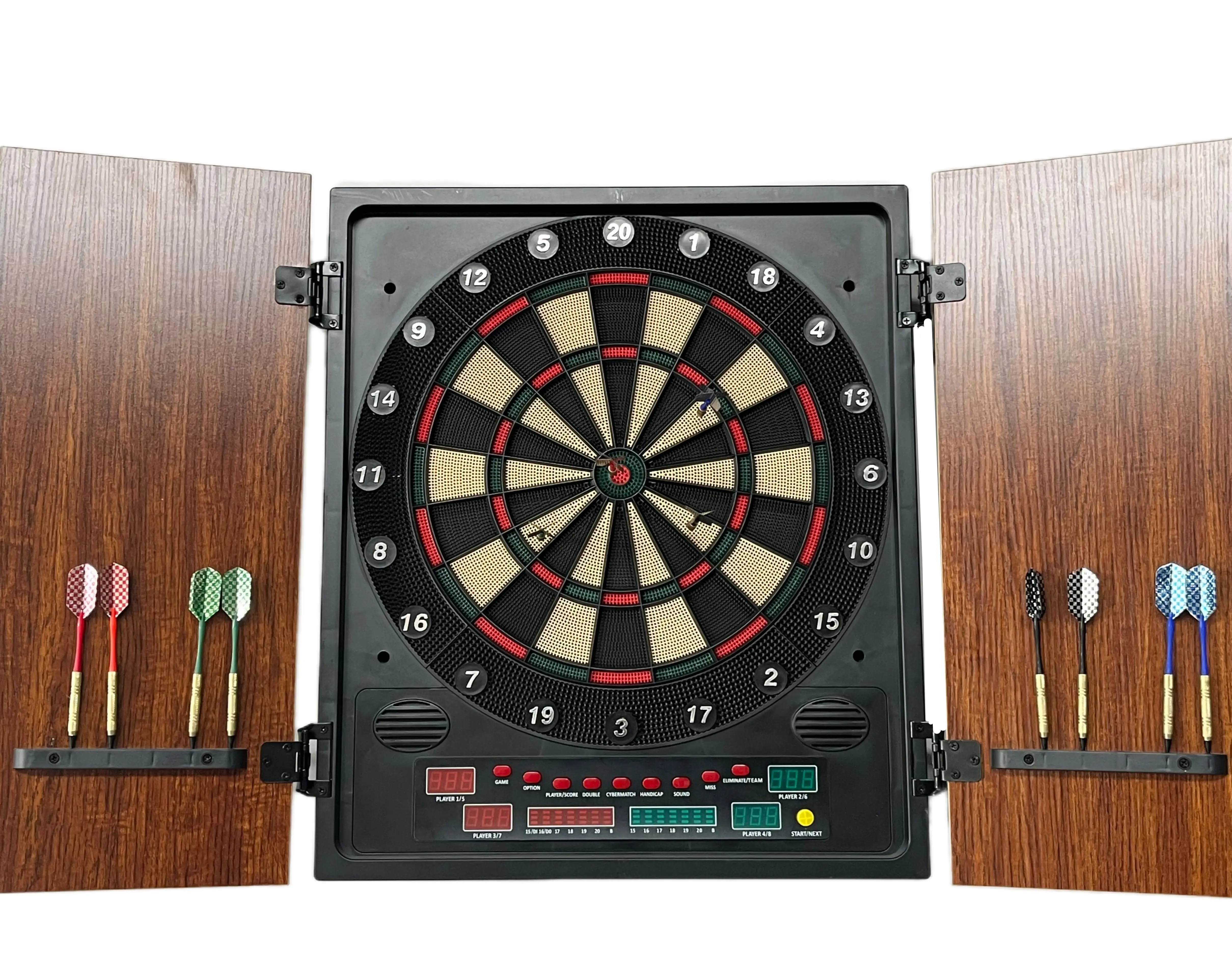 Buona qualità custom new design indoor games Electronic Cabinet Dart Board safety dartboard con freccette a punta morbida