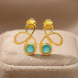 Boucles d'oreilles en laiton faites à la main, boucles d'oreilles en laiton avec pierres précieuses, boucles d'oreilles tendance, boucles d'oreilles bohèmes - Product Image 4