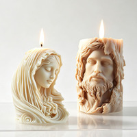 Bougie parfumée de méditation spirituelle, statue 3D de la Vierge Marie et de Jésus, bougie sculptée artisanale en cire de soja, bougie décorative