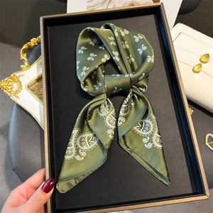 <span class=keywords><strong>Foulard</strong></span> carré en satin effet <span class=keywords><strong>soie</strong></span> Paisley pour <span class=keywords><strong>femme</strong></span> 70x70cm, bandana vintage noir Paisley pour cheveux, cou et sac OEM/ODM - Product Image 4