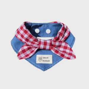 Bandana pour chien de grande taille, rouge à carreaux, nœud en coton doux, accessoire pour animaux de compagnie toutes saisons - Product Image 1