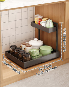 Estante de Almacenamiento de Especias Plegable de Metal de Doble Capa Extensible y Altamente Ajustable <span class=keywords><strong>para</strong></span> Organizador de Accesorios de Fregadero de Cocina - Product Image 6