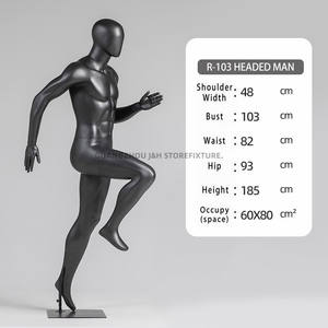 Tête d'oeuf Sport mannequin complet du corps Modèle de corps musclé Finition noire mate Mannequin athlétique masculin - Product Image 3