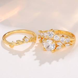 Q213 Bridal <b>Jewelry</b> <b>Set</b> <b>Rose</b> <b>Gold</b> Zircon Engagement Ring Women's Plant Design Claw Setting Round Brilliant Cut Fine <b>Jewelry</b> - Product Image 4