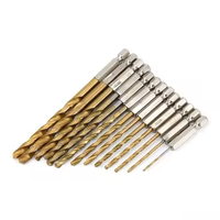 Jeu de 13 forets HSS revêtus de titane, tige hexagonale de 1/4 pouces, forets hélicoïdaux de 1.5mm à 6.5mm pour bois, plastique, métal