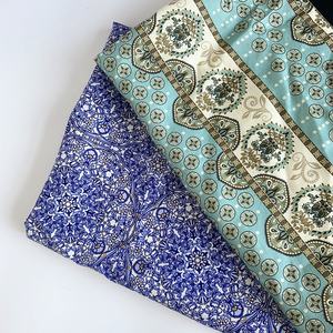 Fabrika doğrudan özel dijital baskılı 55% keten 45% viskon karışımlı reaktif boya baskı kumaş elbise için - Product Image 1