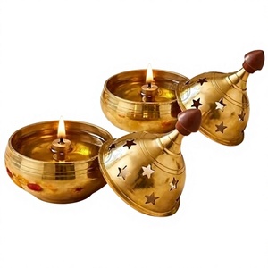 Diya de latón con recortes de estrellas, resistente al calor, decoración para el hogar - Product Image 6