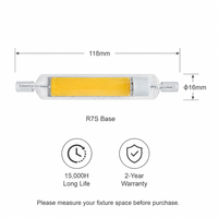 Ampoule LED Xmation R7S 8W 118mm 220-240V Verre Céramique COB 1000LM 2700K/3000K/6000K 360° Sans Scintillement Projecteur Résidentiel CE LVD