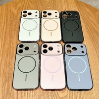 Coques de téléphone portable en verre magnétique mat antichoc avec protection de l'appareil photo pour iPhone 17 Pro Max 16 15 14 13