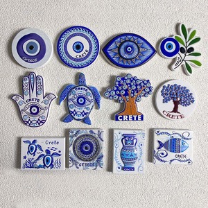 Ojo de Diablo Griego de Resina, Decoración para Refrigerador, Pintado en 3D, Magnético, 5-7cm, Souvenir Turístico, Bonito - Product Image 1
