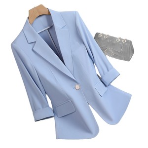 Women's Black Blazer Three Quarter Sleeve Slim Fit Elegant Casual Spring Summer 2026 Style Cross Border Ecommerce Item - Product Image 5