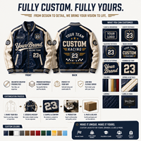 Blouson de course en cuir bleu marine personnalisé pour homme, OEM, marque privée, patchwork brodé, écologique, coupe-vent, faible MOQ, direct usine