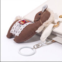 Breloque de sac en peluche faite à la main Llama Alpaca, broderie florale, dentelle, porte-clés style selle, pendentif animal bohème pour sac à main