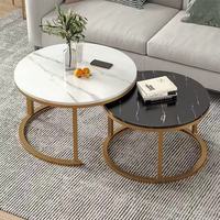 Ensemble de meubles de salon de luxe moderne en panneaux de densité, table basse centrale et table d'appoint de canapé/chevet pour usage domestique