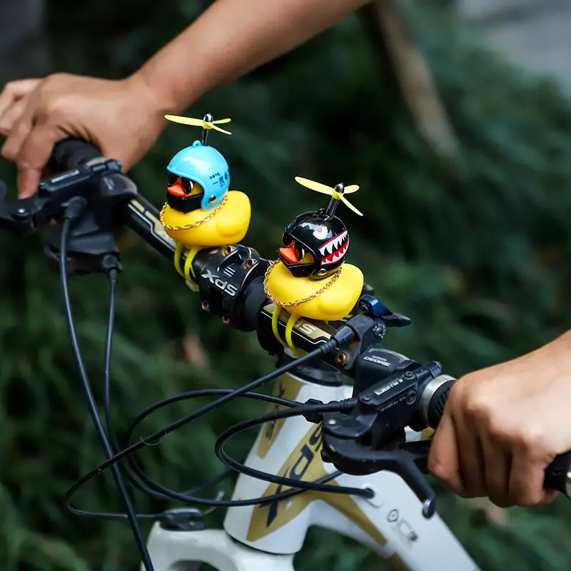 Kids toys 2022 Duck Bicycle bell Luminous/Normal Airscrew Helmet Duck Ducky Dicycle Wind Motor Riding Cycling Lights Horn