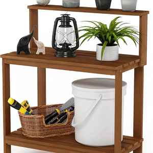 Étagère <span class=keywords><strong>de</strong></span> rangement ouverte à 3 niveaux en bois massif Table <span class=keywords><strong>de</strong></span> rempotage d'établi robuste pour pots <span class=keywords><strong>de</strong></span> fleurs et jardinières <span class=keywords><strong>de</strong></span> jardin extérieur - Product Image 1