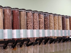 Nhựa trọng lực bin khô trái cây ngũ cốc Dispenser treo tường kẹo quả siêu thị hạt hiển thị Thùng - Product Image 6