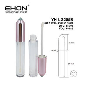 การออกแบบใหม่โปร่งใสรูปร่างที่ไม่ซ้ํากันหลอดลิปกลอสกระสุนดินสอรูปร่างด้านบนขายส่งโลโก้ที่กําหนดเองสีหลอดกลม - Product Image 5