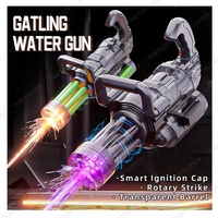 Pistol Air YT Summer Outdoor Pool Toy dengan Lampu, Tahan Air, Putar Otomatis, Pistol Air Gatling Elektrik dengan Ransel