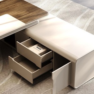 Table de direction moderne haut de gamme en cuir et noyer nord-américain, avec double armoire décorative, pour <span class=keywords><strong>bureau</strong></span> commercial - Product Image 5