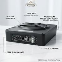 Haut-parleur de voiture 200W, caisson de basses amplifié de 10 pouces avec amplificateur intégré, système de basses profondes mince sous le siège, 12V