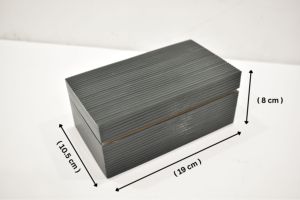 Luxury <b>Black</b> Ribbed Decorative Storage Box with Lid Modern Resin Organizer for Jewelry Keepsakes & Home Decor at Best Price - Product Image 2