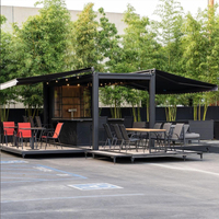 Bar à bière en conteneur préfabriqué monocouche, esthétique industrielle, avec grande fenêtre de service, comptoir de pub pop-up, couleur personnalisée, portable