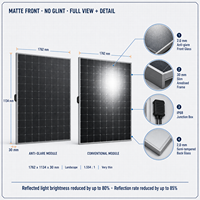 Panneau solaire anti-reflet avec boîtier de jonction IP68 et verre arrière semi-céramique de 2,0 mm pour montage extérieur sur toiture et au carport