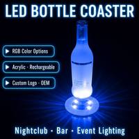 Sous-verre lumineux LED en acrylique pour fête, décoration de vase, bouteille, verre à bière, avec logo personnalisé, OEM, en gros, pour boissons