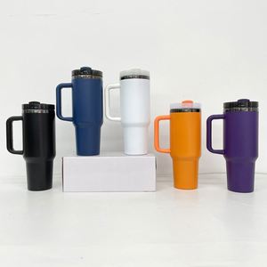 Custom LogoBulk Stainless Steel Powder Coated Orange Pumpkin H2.0 40oz <b>Mirror</b> Black Plated Blank Halloween Tumbler with Lids - Product Image 4