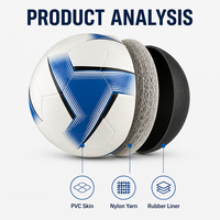 Ballon de football Kata PVC taille 5, cousu à la machine, logo personnalisé, ballon de football pour cadeau promotionnel, vente en gros