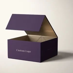 Caja de regalo de papel hecho a mano de embalaje de cartón rígido vacío de lujo con diseño personalizado al por mayor con logotipo impreso