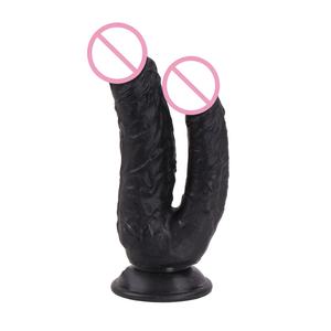 Женский имитационный фаллоимитатор для лесбиянок, 21,5 см, Анальная пробка, секс-игрушки, реалистичный вибратор, мощная присоска, двойная головка - Product Image 5