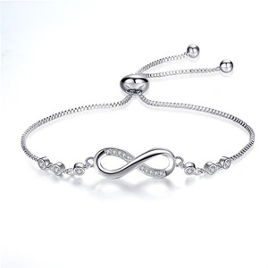 Infinite Shape Silver Rhinestone <b>Adjustable</b> <b>Bracelet</b> For Women Gift Jewelry - Product Image 1