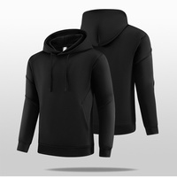 Sweat à capuche sport uni personnalisé avec logo imprimé et brodé, pull ample à manches longues avec poches, pour homme