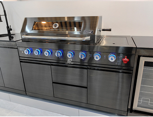 Barbecue à gaz 5 brûleurs à vente chaude pour usage domestique, autoportant, avec brûleur latéral en fonte, grille à pains, en acier inoxydable, au <span class=keywords><strong>propane</strong></span> - Product Image 5