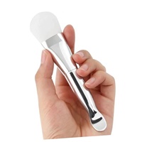 Pinceau professionnel à double tête pour masque facial, pinceau en silicone végétalien pour la beauté, applicateur pour le maquillage, spatule, cuillère, outil