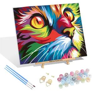 رسم زيتي يدوي الصنع للقطط والحيوانات الملونة تصميم جديد لوحة جدارية فنية لتزيين المنزل بالأرقام