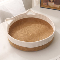 Panier de rangement multifonctionnel en corde de coton tressée moderne, durable, universel quatre saisons, avec poignée, pour lit de chat et nid sécurisé pour animaux de compagnie