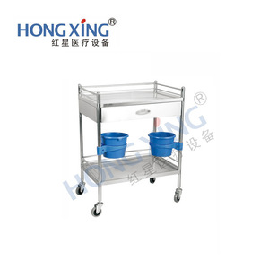 Hong Xing Stainless Steel Ward Storage <b>Cart</b> 750x500x860mm 2 Layers With Drawer For Hospital Nursing Beauty Salon - Product Image 1