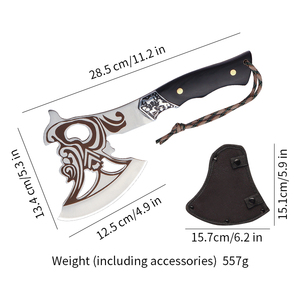 Rìu hai lưỡi đa năng, cấp công nghiệp, dùng ngoài trời, kèm bao nylon và cán gỗ, dùng cho cắm trại - Product Image 2