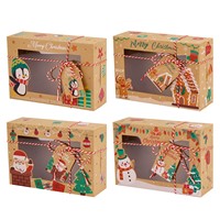 Lot de 12 boîtes cadeaux rectangulaires en papier kraft pliables avec fenêtre, grand format, pour calendrier de l'Avent de Noël, bonbons, macarons et desserts