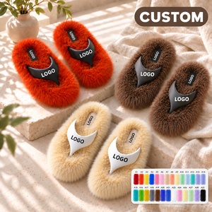 Claquettes en fourrure personnalisées de créateur, pantoufles d'intérieur de haute qualité, vente en gros pour femmes, sandales décontractées, chaussures d'hiver, produit tendance 2026 - Product Image 1
