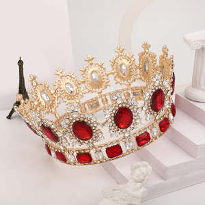 Eur-America Round Diamond Crown Headpieces Luxe Alliage Rétro Couronne Mariage Pageant Couronne Haute Qualité Exquis Princesse Diadème - Product Image 4