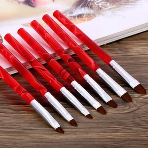 Lot de 7 pinceaux à ongles en nylon à manche ondulé, avec virole sertie, pour gel UV et peinture acrylique - Product Image 2