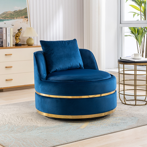 360 Degree Swivel Accent Chair Velvet Modern Upholstered Barrel Chair Over-Sized Soft Chair with Seat Cushion for Living Room - Product Image 1