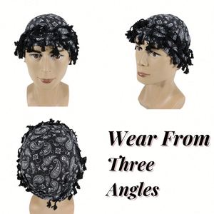 Nouveauté : Bonnets multicolores à motif cachemire très élastiques pour hommes, tendance et décontractés, avec pompons - Product Image 5